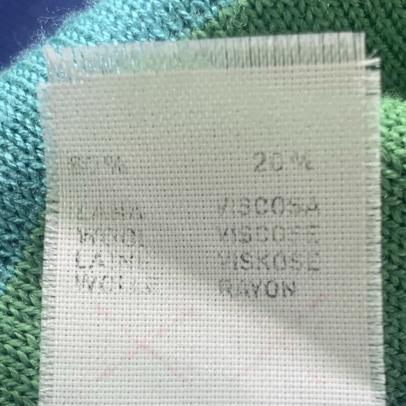 Les Copains Knit Skirt 42-US 6 Green Blue Striped Pencil Wool Blend Made Italy - Picture 6 of 11